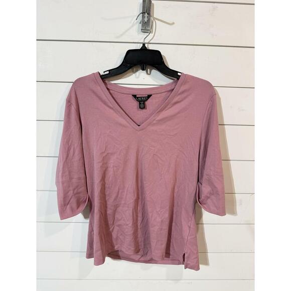 Ralph Lauren Tops - Ralph Lauren Women's Pink V-Neck 3/4 Sleeve Top XL